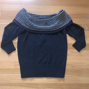 NWT Loft Off-shoulder Navy/White Nautical Sweater
